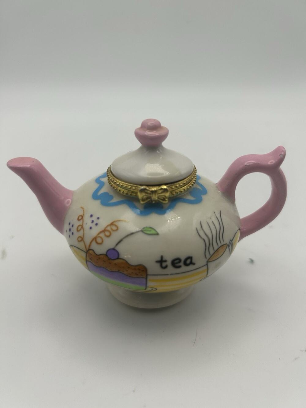Tea Party Tea Pot. Holds Rings Or Earrings. Hand Painted.